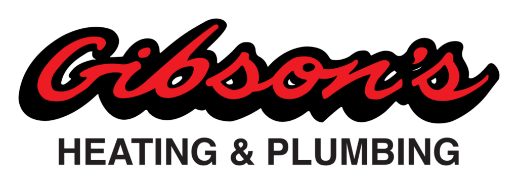 Logo Reading &Quot;Gibson'S Heating &Amp; Plumbing&Quot; In Red And Black Text.
